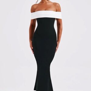 Chic Strapless Black and White Dress